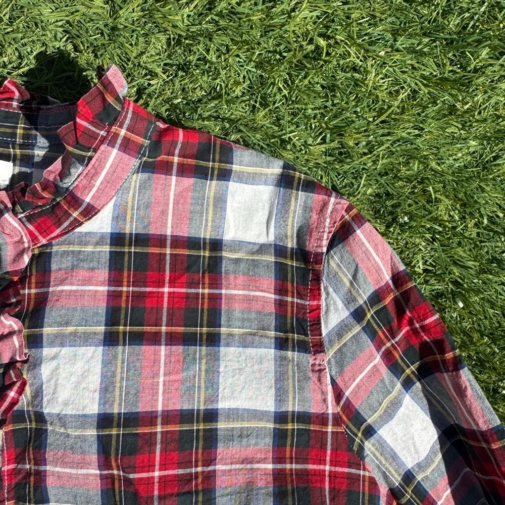 J. Crew Womens Plaid Ruffle Top Medium